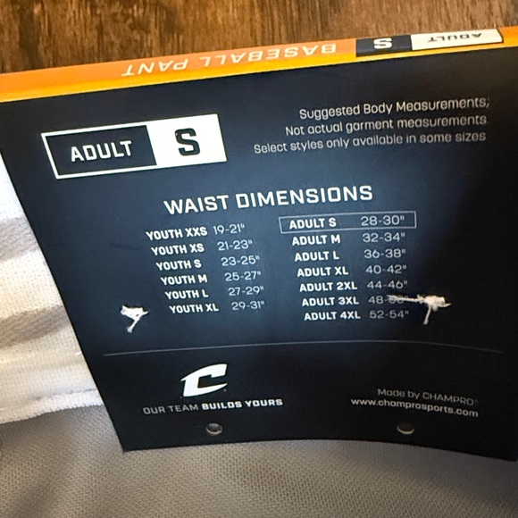 NWT!  Champro men’s gray baseball knickers with navy stripe, men’s size small - Picture 6 of 10